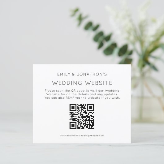 Papier Budget Simple QR Code Mariage Site Web Encl (Debout devant)