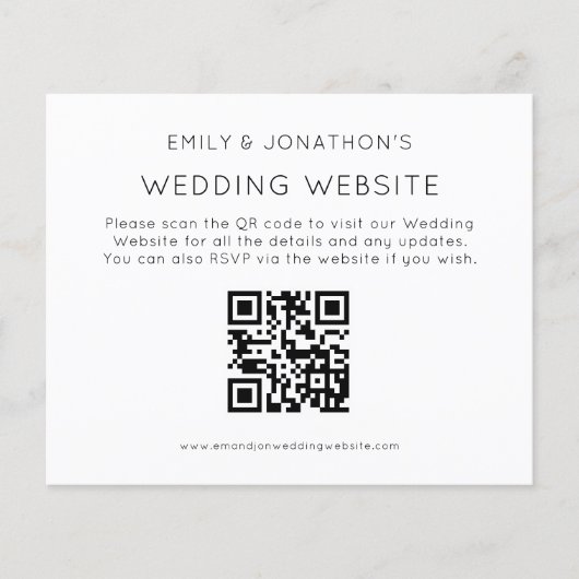Papier Budget Simple QR Code Mariage Site Web Encl (Devant)