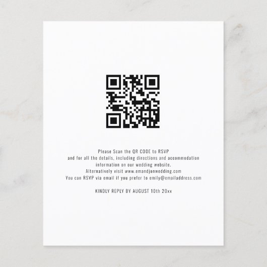 Papier Budget Simple QR Code photo superposition Mariage  (Dos)