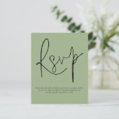 Papier Budget Simple QR Code Script Mariage Sage RSVP (Debout devant)