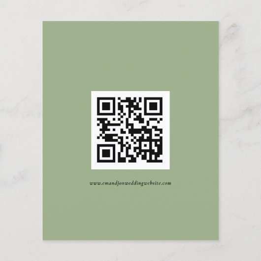 Papier Budget Simple QR Code Script Mariage Sage RSVP (Dos)