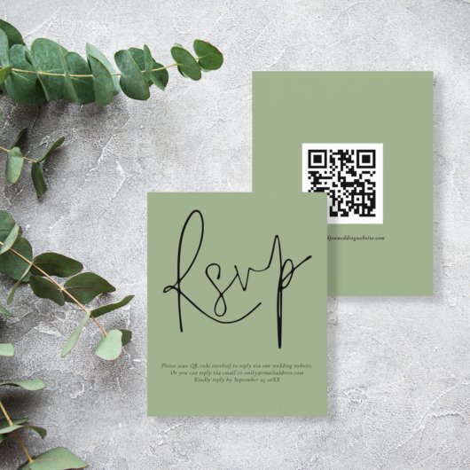 Papier Budget Simple QR Code Script Mariage Sage RSVP
