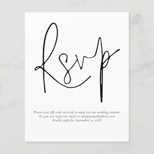 Papier Budget Simple QR Code Script Wedding RSVP (Devant)