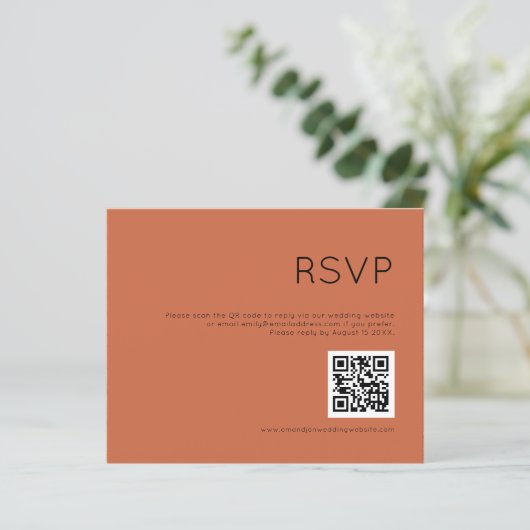 Papier Budget Simple QR Code Terracotta Mariage RSVP (Debout devant)