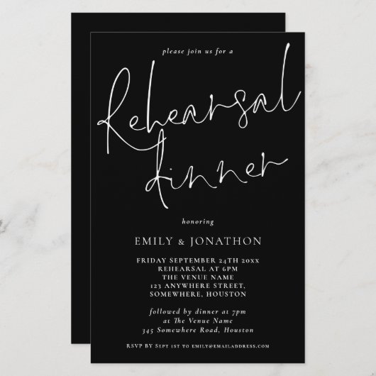 Papier Budget Simple Répétition Dîner Script invitation n (Devant / Derrière)