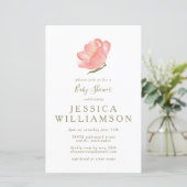 Papier Budget Simple Rose Floral Baby shower Invitation (Debout devant)