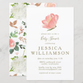 Papier Budget Simple Rose Floral Baby shower Invitation (Devant / Derrière)