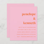 Papier Budget simple rose orange Faire-part de mariage (Devant / Derrière)