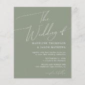 Papier BUDGET Simple Sage Green Script Le Mariage (Devant)