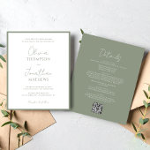 Papier BUDGET Simple Sage Green Script QR Code Mariage