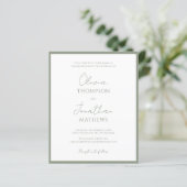 Papier BUDGET Simple Sage Green Script QR Code Mariage (Debout devant)