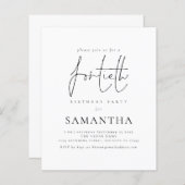 Papier Budget Simple Script 40e anniversaire Invitation d (Devant / Derrière)
