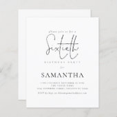 Papier Budget Simple Script 60e anniversaire Invitation d (Devant / Derrière)