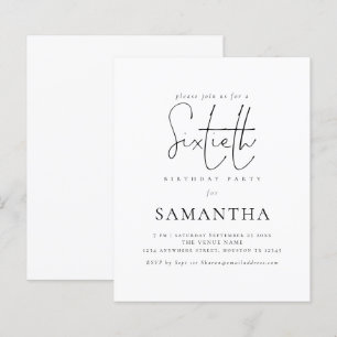 Papier Budget Simple Script 60e anniversaire Invitation d