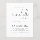 Papier Budget Simple Script 90e anniversaire Invitation d (Devant)