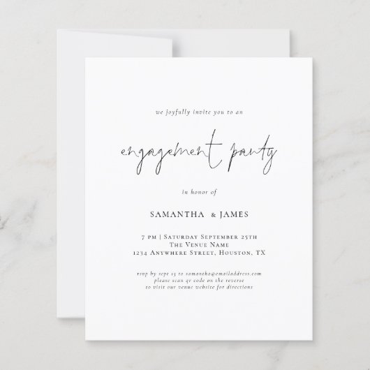 Papier Budget Simple Script Engagement Party Invitation (Devant)