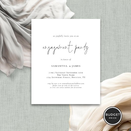 Papier Budget Simple Script Engagement Party Invitation