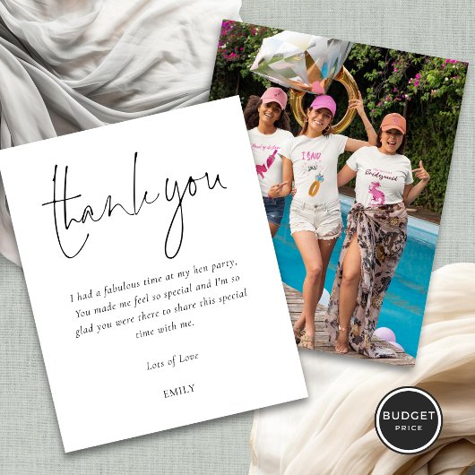 Papier Budget Simple Script Photo Hen Party Merci