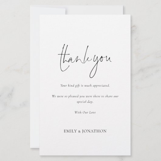 Papier Budget Simple Script Photo Mariage Grand Merci (Devant)