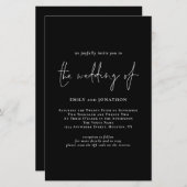 Papier Budget Simple Script QR Code Black Wedding Invitat (Devant / Derrière)