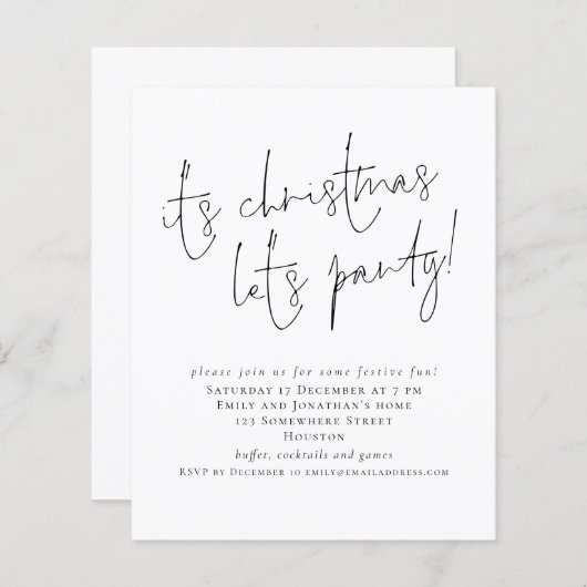 Papier Budget Simple Script Son Noël Laissons la fête (Devant / Derrière)