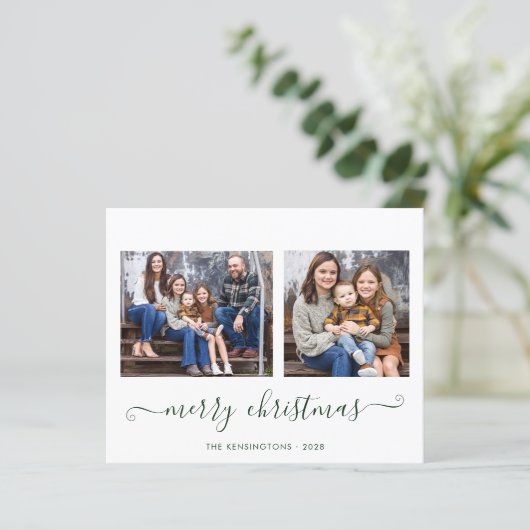 Papier BUDGET Simple Script vert Joyeux Noël Photo (Debout devant)