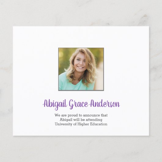 Papier Budget Simple Silver Photo Grad Faire-part (Dos)