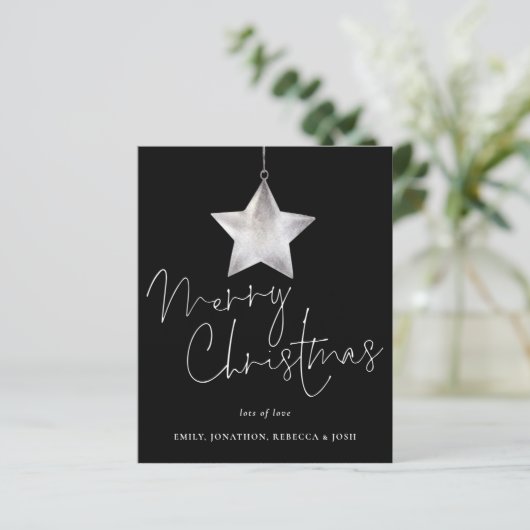 Papier Budget Simple Silver Star Joyeux Noël Noir (Debout devant)
