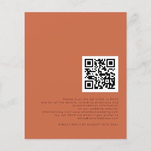 Papier Budget Simple Terracotta QR Code Mariage Invitatio (Dos)
