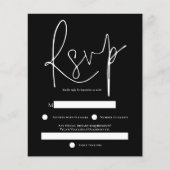 Papier Budget Simple Texte Blanc Noir Mariage RSVP (Devant)