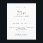 Papier Budget Simple Texte Blush 21e Invitation d'anniver<br><div class="desc">Budget Simple Texte Blush Invitation 21e Anniversaire. Un rapport qualité/prix inférieur 4, 5 x 5, 6 pouces alternative par défaut à l'option semi-brillant qui est recommandé pour les invitations et est une épaisseur similaire à une carte postale. L'option satin est beaucoup plus mince papier mieux pour les enceintes.</div>