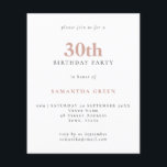 Papier Budget Simple Texte Blush 30e Invitation anniversa<br><div class="desc">Budget Simple Texte Blush 30th Birthday Invitation. Un rapport qualité/prix inférieur 4, 5 x 5, 6 pouces alternative par défaut à l'option semi-brillant qui est recommandé pour les invitations et est une épaisseur similaire à une carte postale. L'option satin est beaucoup plus mince papier mieux pour les enceintes.</div>