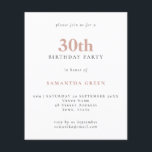 Papier Budget Simple Texte Blush 30e Invitation anniversa<br><div class="desc">Budget Simple Texte Blush 30th Birthday Invitation. Un rapport qualité/prix inférieur 4, 5 x 5, 6 pouces alternative par défaut à l'option semi-brillant qui est recommandé pour les invitations et est une épaisseur similaire à une carte postale. L'option satin est beaucoup plus mince papier mieux pour les enceintes.</div>