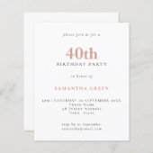 Papier Budget Simple Texte Blush 40e Invitation anniversa (Devant / Derrière)