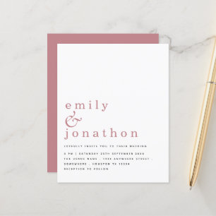 Papier Budget Simple Texte Dusty Rose Faire-part de maria