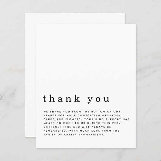 Papier Budget Simple Texte Funéraire Sympathie Merci (Devant / Derrière)