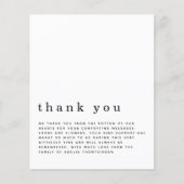 Papier Budget Simple Texte Funéraire Sympathie Merci (Devant)