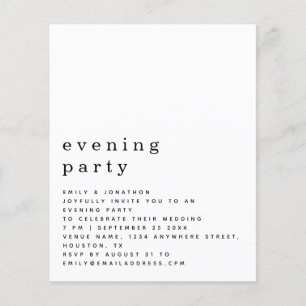 Papier BUDGET Simple Texte Mariage Invitation de soirée