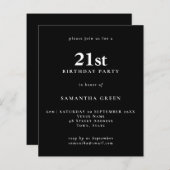 Papier Budget Simple Texte Noir 21e Invitation Anniversai (Devant / Derrière)