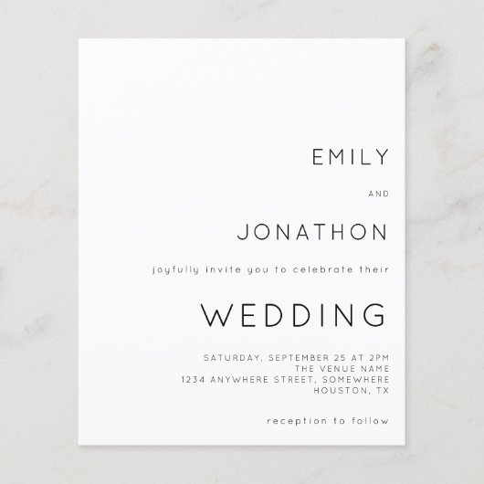 Papier Budget Simple Texte Noir Blanc Faire-part de maria (Devant)