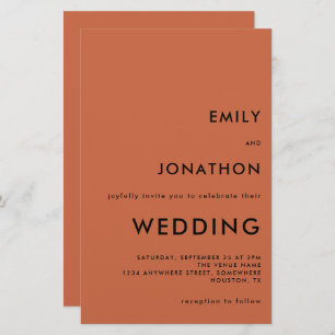 Papier Budget Simple Texte Terracotta Mariage Grand Invit