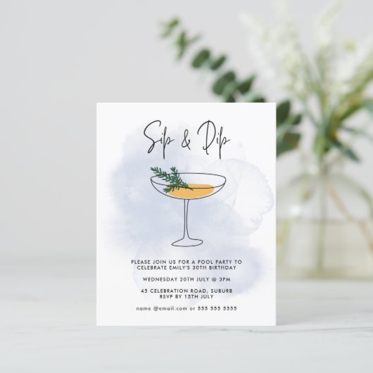Papier Budget Sip & Dip Cocktail Pool Party (Debout devant)