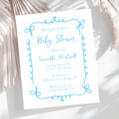 Papier Budget Sky Blue Baby shower de garçon manuscrit In