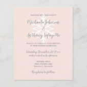 Papier Budget Snowflake Blush Hiver Mariage Invitation (Devant)