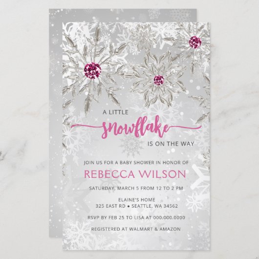 Papier Budget Snowflake est sur le chemin Baby shower fil (Devant / Derrière)