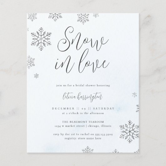 Papier Budget Snowflake neige en amour Fête des mariées d (Devant)