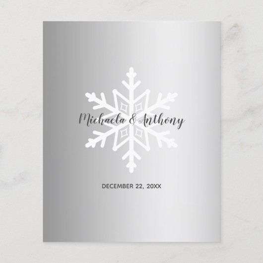Papier Budget Snowflake Silver Hiver Mariage Invitation (Dos)