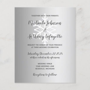 Papier Budget Snowflake Silver Hiver Mariage Invitation