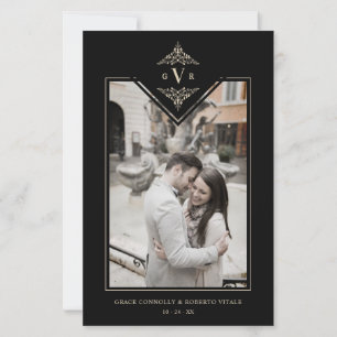 Papier Budget Sophistiquer Noir Flourish Initiales Or