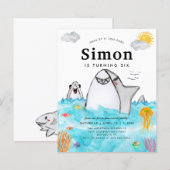 Papier Budget sous la mer nage requin Océan Anniversaire (Devant / Derrière)